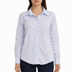 Banana Republic Light Blue Button Up Shirt Size MP Petite Long Sleeve Cotton